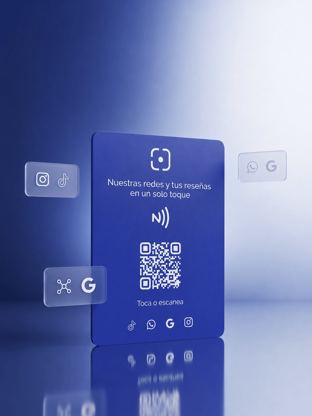 Placa MyHub color Morado — QR y NFC con Google, Instagram, TikTok y WhatsApp en un solo toque